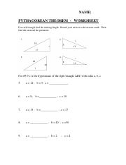 the pythagorean theorem worksheet answer key