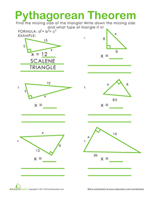 Pythagorean Theorem Practice | Worksheet 