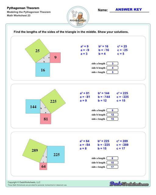 Pythagorean Theorem Worksheets