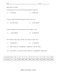 the quadratic formula and the discriminant worksheet