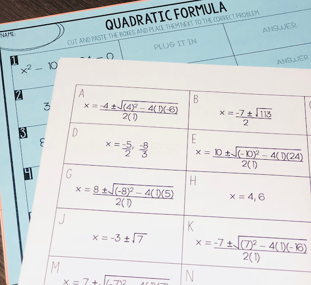 the quadratic formula worksheet