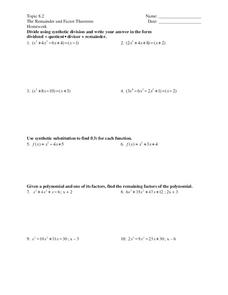 the remainder theorem worksheet