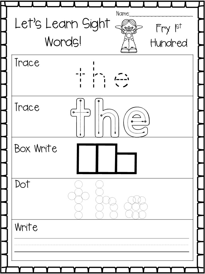 Lets Learn Fry 1st Hundred Sight Word Worksheets