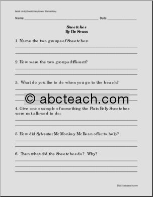 the sneetches worksheet