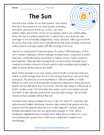 The Sun Worksheets