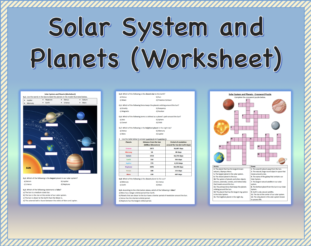 Solar System and Planets - Worksheet | Printable and Distance ...