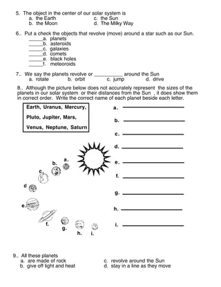 the solar system the sun worksheet
