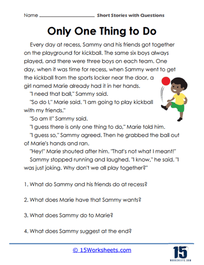 the story of one worksheet