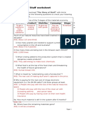 the story of stuff worksheet