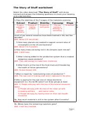 the story of stuff worksheet