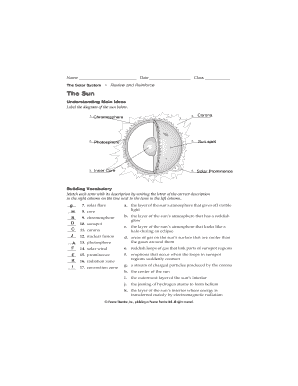 the sun worksheet answers