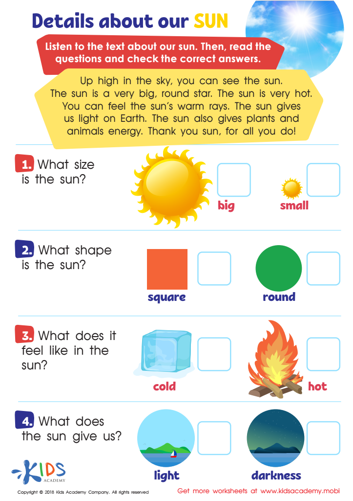 the sun worksheet answers