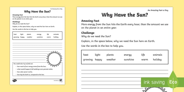 the sun worksheet answers