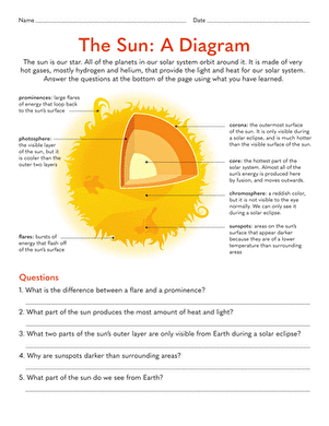 the sun worksheet answers