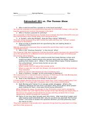 F451 vs The Truman Show.doc - Name Kyleigh Barker Per. Fahrenheit ...