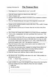The Truman Show - Listening Worksheet - ESL worksheet by limosine
