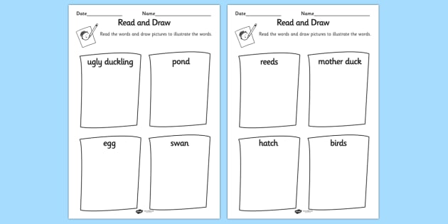 the ugly duckling worksheet