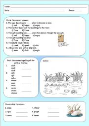 the ugly duckling worksheet