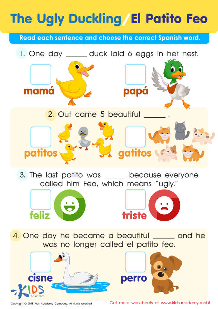 the ugly duckling worksheet