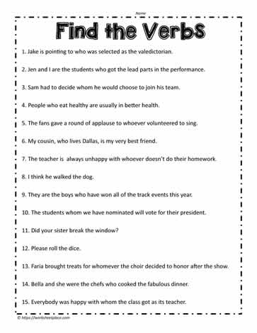 Verb Worksheet: Downloadable PDF for Kids