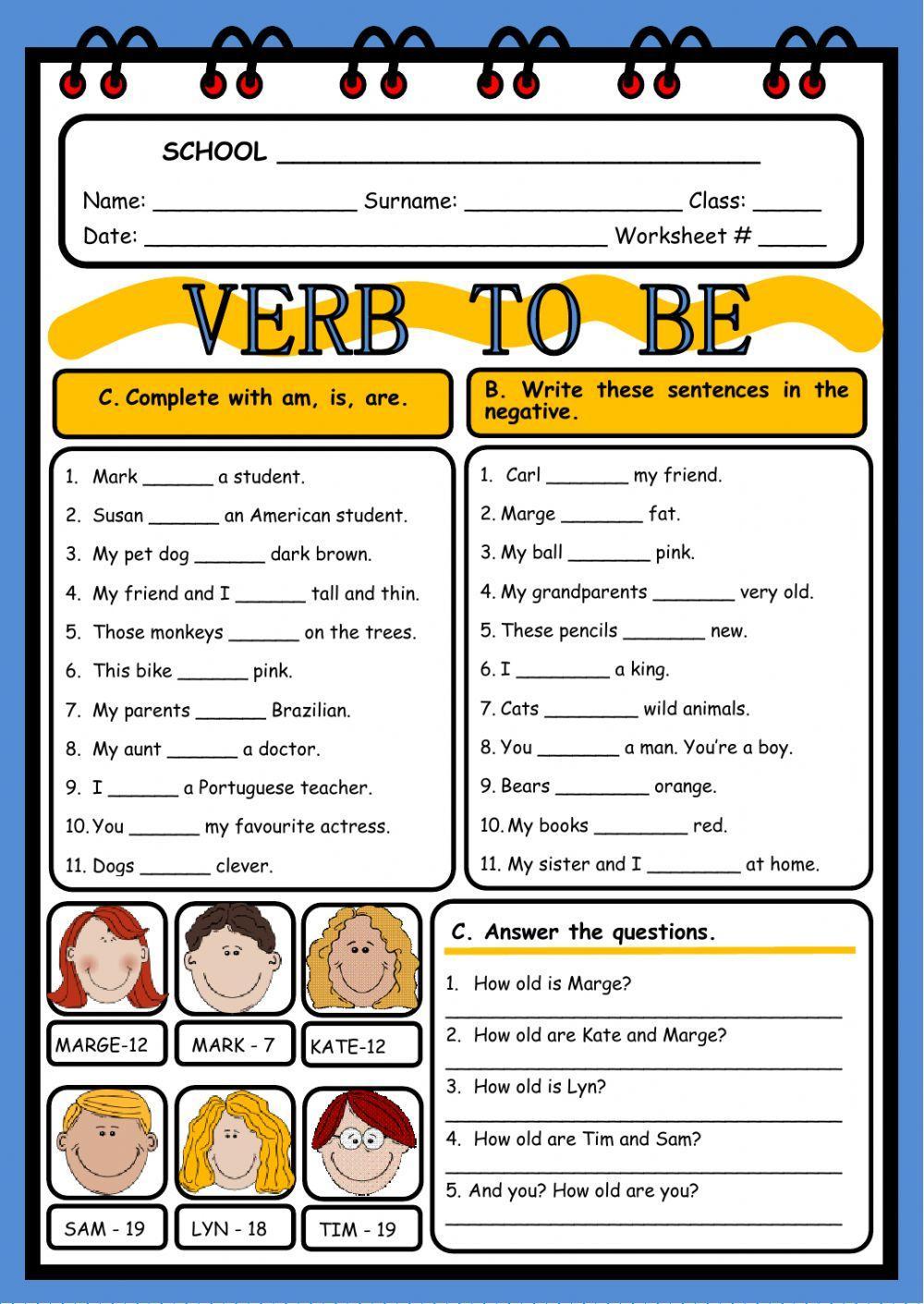 the verb to be worksheet