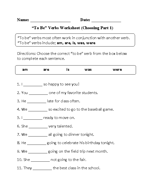 the verb to be worksheet