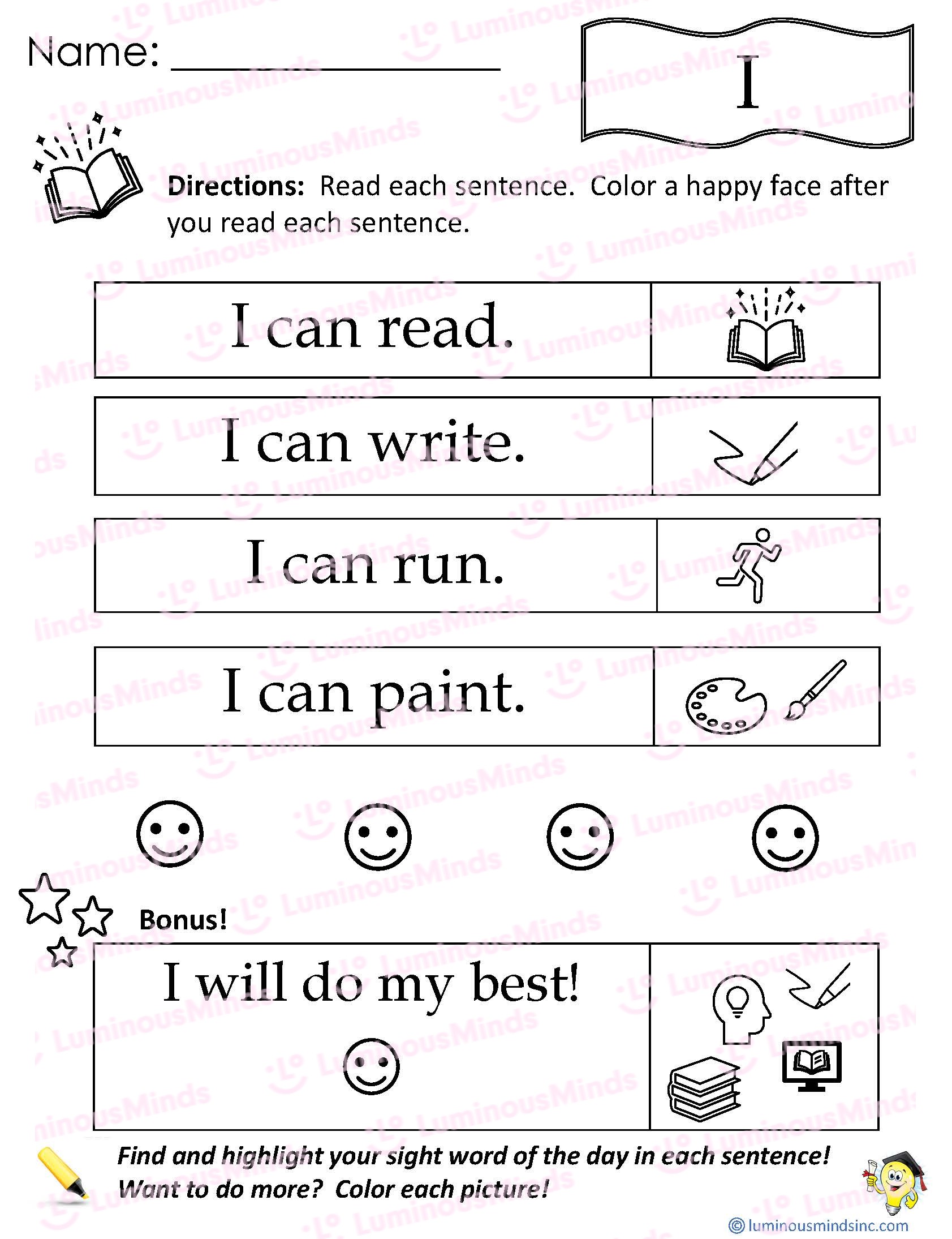 Free Printable Sight Word Practice my Worksheet - kiddoworksheets