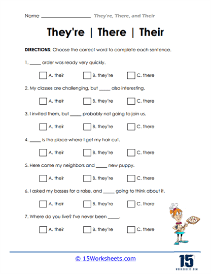 their there they re worksheet pdf