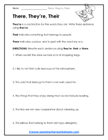 their there they re worksheet pdf
