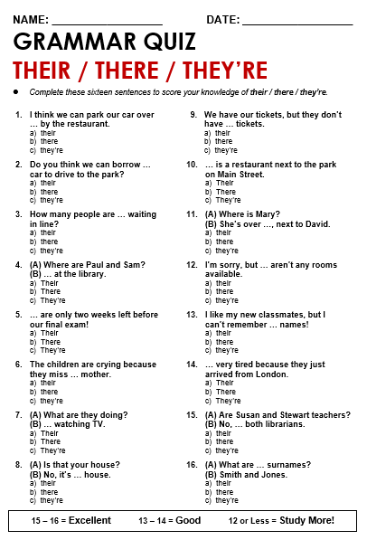 their there they re worksheet pdf