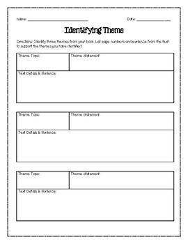 Identifying Theme Worksheet