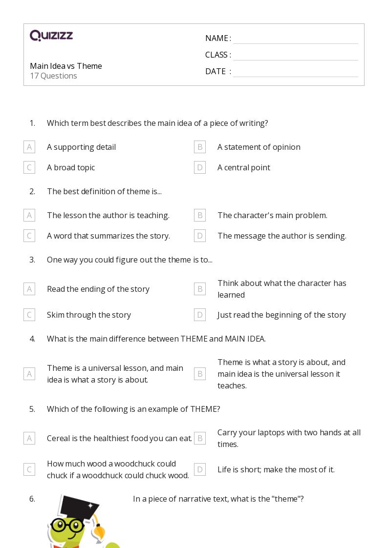 50+ Main Idea worksheets for 9th Grade on Quizizz | Free &  Printable