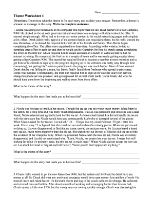 Theme Worksheet 4 Answer Key - Fill and Sign Printable Template Online