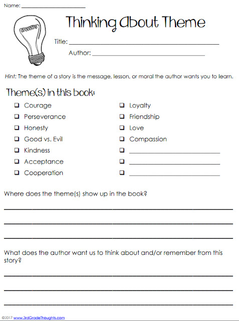 Thinking About Theme: Anchor Chart &  Freebie | 3rd Grade Thoughts