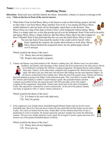 Identifying the Theme worksheet  