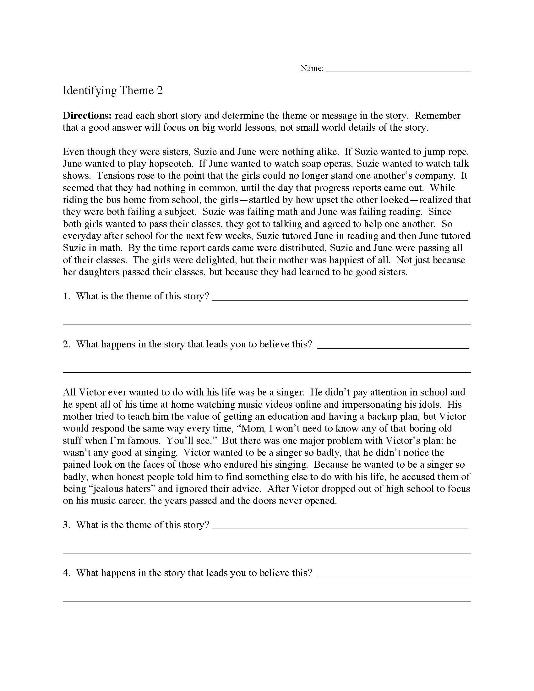 Theme Worksheets  