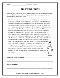 Identifying the Theme of a Story Worksheets