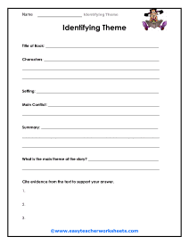Identifying the Theme of a Story Worksheets