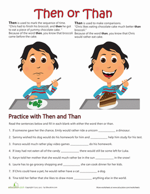 Then or Than | Worksheet 