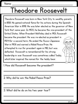Theodore Roosevelt Biography Pack - Elementary Nest