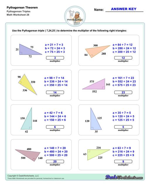 Pythagorean Theorem Worksheets