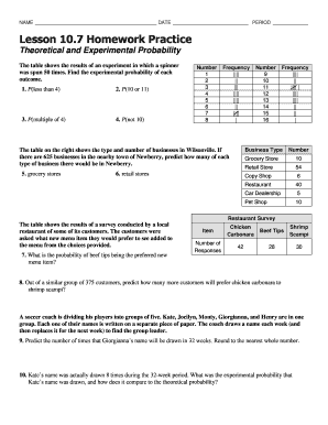 theoretical and experimental probability worksheet answers