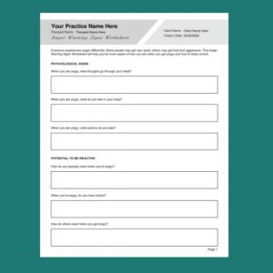 therapy worksheet anger