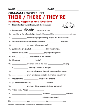 there their they re worksheet printable