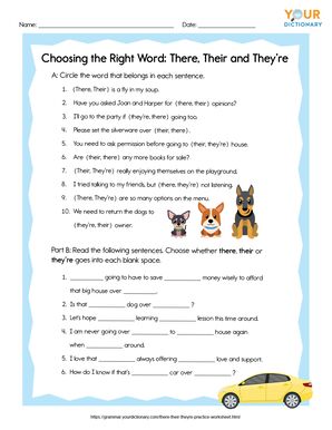 There, Their and Theyre Practice Worksheet | YourDictionary ...