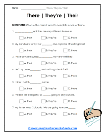 Free There Their Theyre Worksheet Collection For Teaching - Worksheets ...