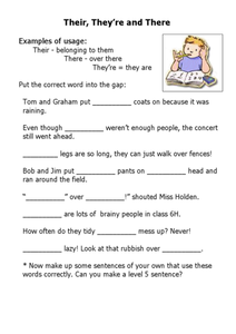 Their, Theyre, and There Worksheet for 3rd - 4th Grade | Lesson ...