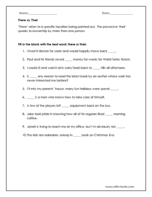 There vs. Their Worksheet Worksheet