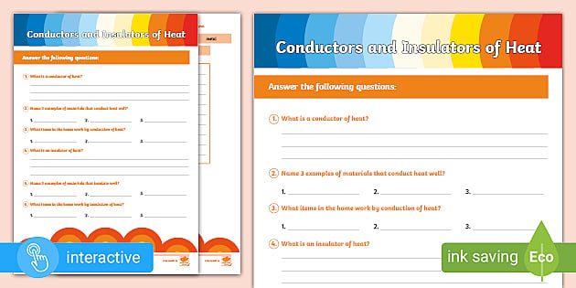 thermal conductors and insulators worksheet