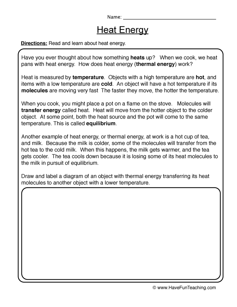 Drawing Heat Energy Worksheet - Have Fun Teaching - Worksheets Library